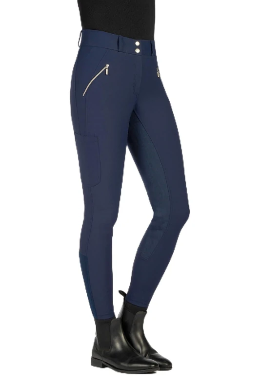 HKM Women's Lia High Waist Alos Full seat Riding Breeches, White, 22