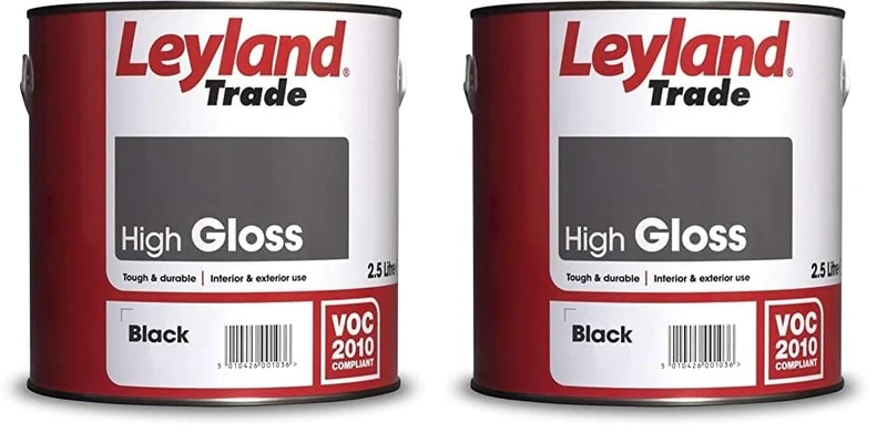 Leyland Trade High Gloss Paint - Black 2.5L (Pack of 2)