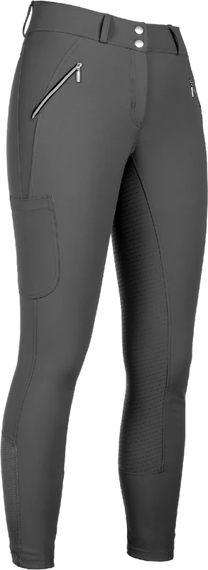 HKM Women's Lia High Waist Silicone Full seat Riding Breeches, Grey, 24