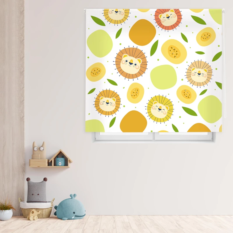 Blindecor Digital | Translucent Printed Roller Blind | Children's Family| F-Lions Model | 110 x 180 cm (W x H) Fabric Size 106 x 175 cm | Window Blinds