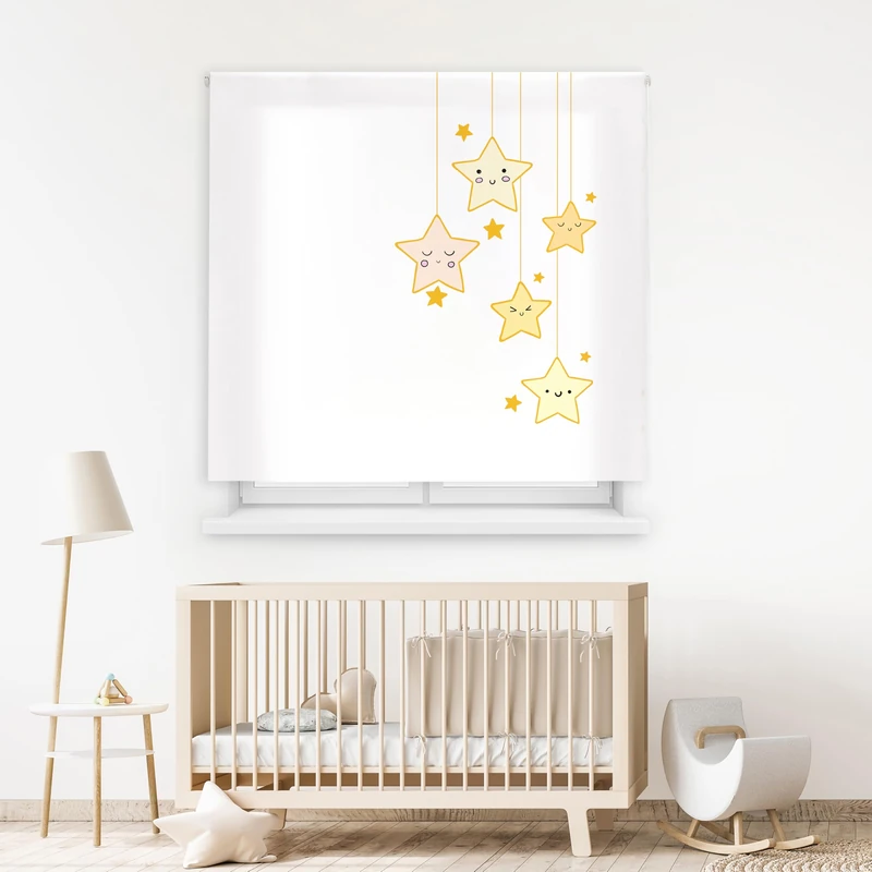 Blindecor Digital | Translucent Printed Roller Blind | Children's Family| Model F-Starry Night | 130 x 180 cm (W x H) Fabric Size 126 x 175 cm | Window Blinds