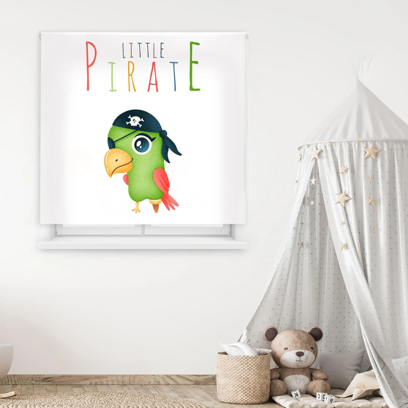 Blindecor Digital | Translucent Printed Roller Blind | Children's Family| F-Pirate Parrot Model | 110 x 180 cm (W x H) Fabric Size 106 x 175 cm | Window Blinds