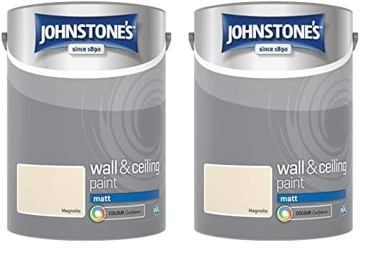 Johnstone's - Wall & Ceiling Paint - Magnolia- Matt Finish - Emulsion Paint - Fantastic Coverage - Easy to Apply - Dry in 1-2 Hours - 12m2 Coverage per Litre - 5L (Pack of 2)