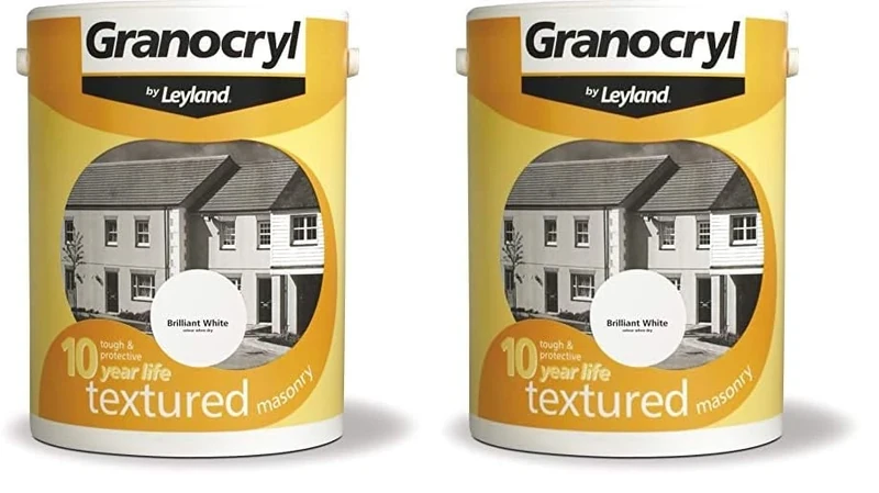 Leyland 5LTR - GRANOCRYL TEXTURED MASONRY PAINT BRILLIANT WHITE (Pack of 2)