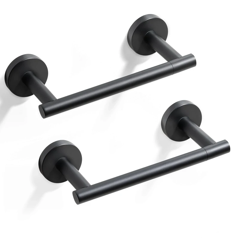 HITSLAM Toilet Roll Holder Wall Mounted Matte Black, Double Post Pivoting Toilet Paper Holder, SUS304 Stainless Steel Toilet Tissue Holder, Toilet Accessories for Bathroom, Kitchen, Washroom, 2 Pack