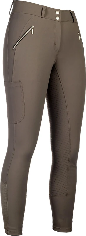 HKM Women's Lia High Waist Silicone Full seat Riding Breeches, Beige, 22