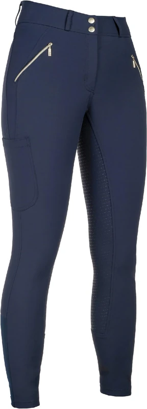 HKM Women's Lia High Waist Silicone Full seat Riding Breeches, Deep Blue, 36
