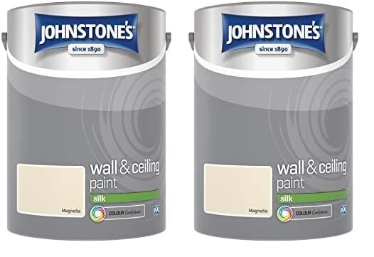 Johnstone's - Wall & Ceiling Paint - Magnolia - Silk Finish - Emulsion Paint - Fantastic Coverage - Easy to Apply - Dry in 1-2 Hours - 12m2 Coverage per Litre - 5L (Pack of 2)