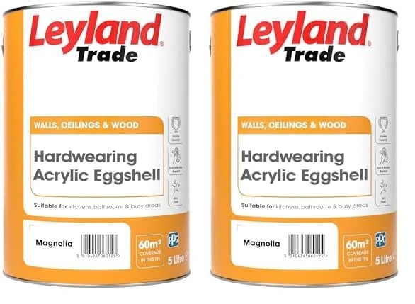 Leyland Trade Acrylic Eggshell Paint - Magnolia 5L (Pack of 2)