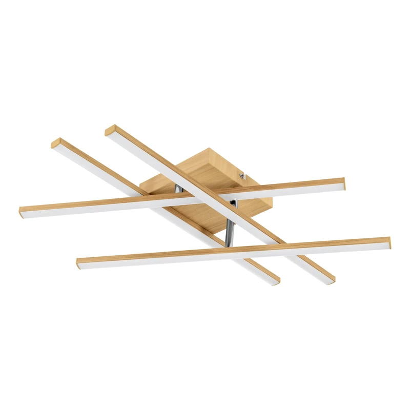 Eglo LED Ceiling lamp Wood Effect Lasana 4, Light Hallway Living Room, Rod-Shaped Warm White