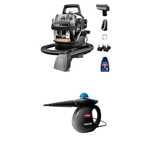 Bundle of BISSELL SpotClean HydroSteam Carpet Cleaner + BISSELL SteamShot Handheld Steam Cleaner (3689E & 2635E)