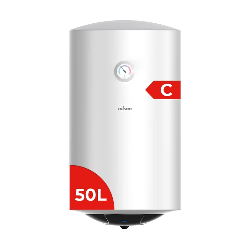 Nilson NT5000 Electric Water Heater, Vertical, 50 litres, Vertical Installation, 1500 W, Including Mounting Kit, Stainless Steel Resistor, White, Energy Efficiency Class C