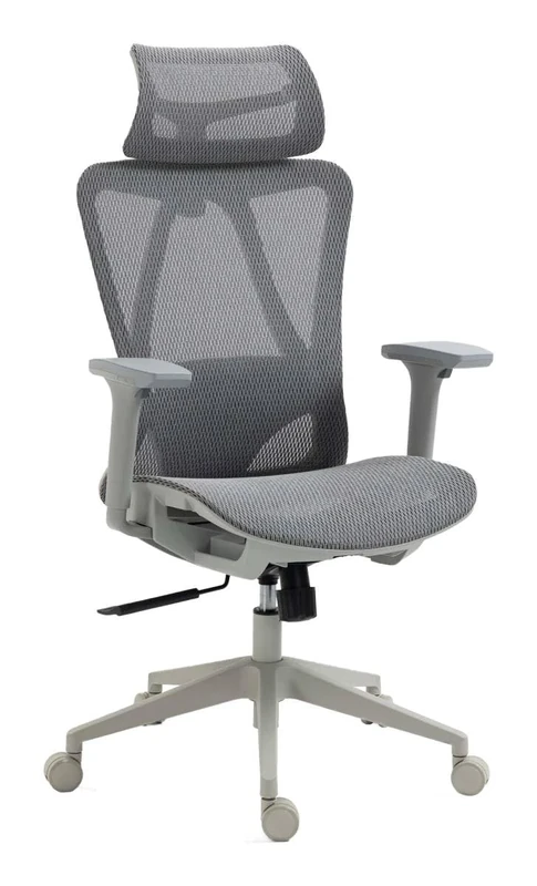 OFFICER PRODUCTS EGINA office chair with adjustable armrests/ergonomic desk chair with mesh cover/lumbar support/ 3D armrests, grey color/office chair/PU casters - Image 1