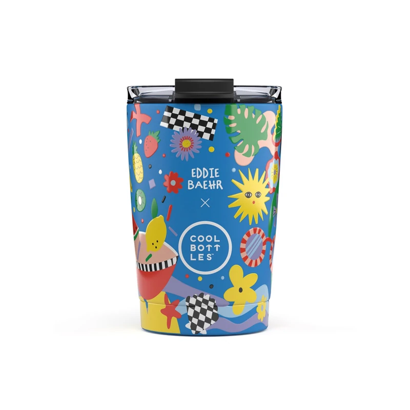 Cool Bottles - Thermos Coffee, Stainless Steel Thermal Cup, Coffee Cup - Cold 10 Hours and Hot Drinks 5 Hours - Airtight Lid, BPA Free - Sunshine Fiesta, 330 ml