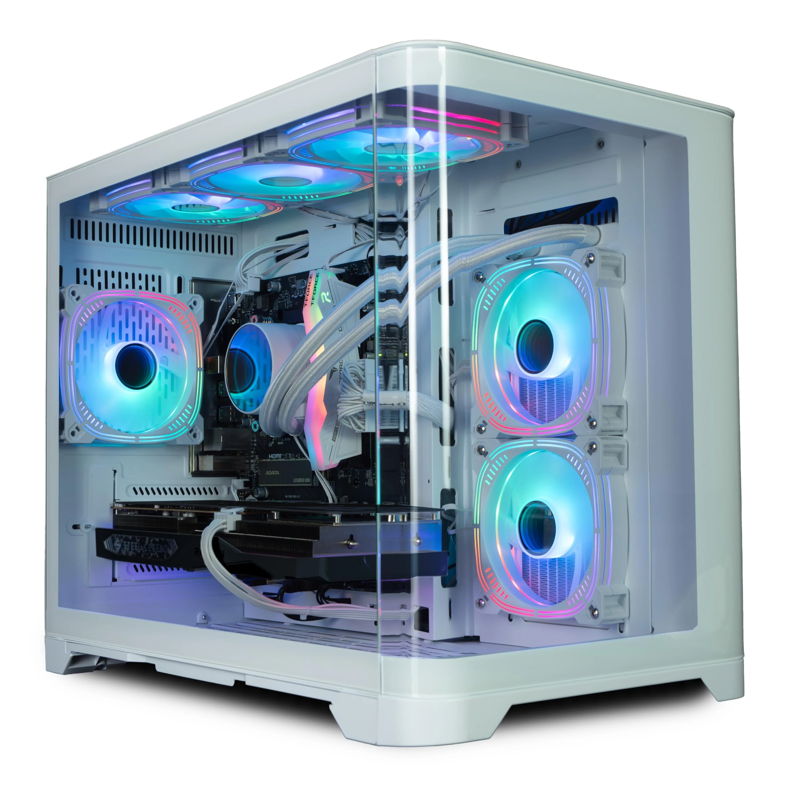 ionz Gaming PC - Desktop Computer, AMD Ryzen 7 5700X, NVIDIA RTX 5060,16GB RAM 1TB NVMe SSD, 240mm AIO Cooler, Windows 11, 500W 80+ PSU, WiFi, Flow, White