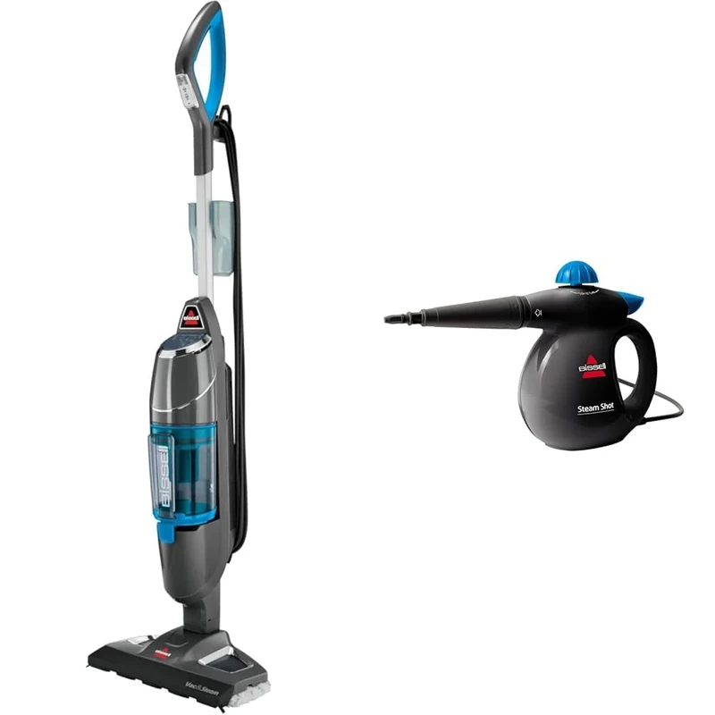 Bundle of BISSELL Vac & Steam Steam Cleaner and Vacuum Cleaner + BISSELL SteamShot Handheld Steam Cleaner (1977E & 2635E)
