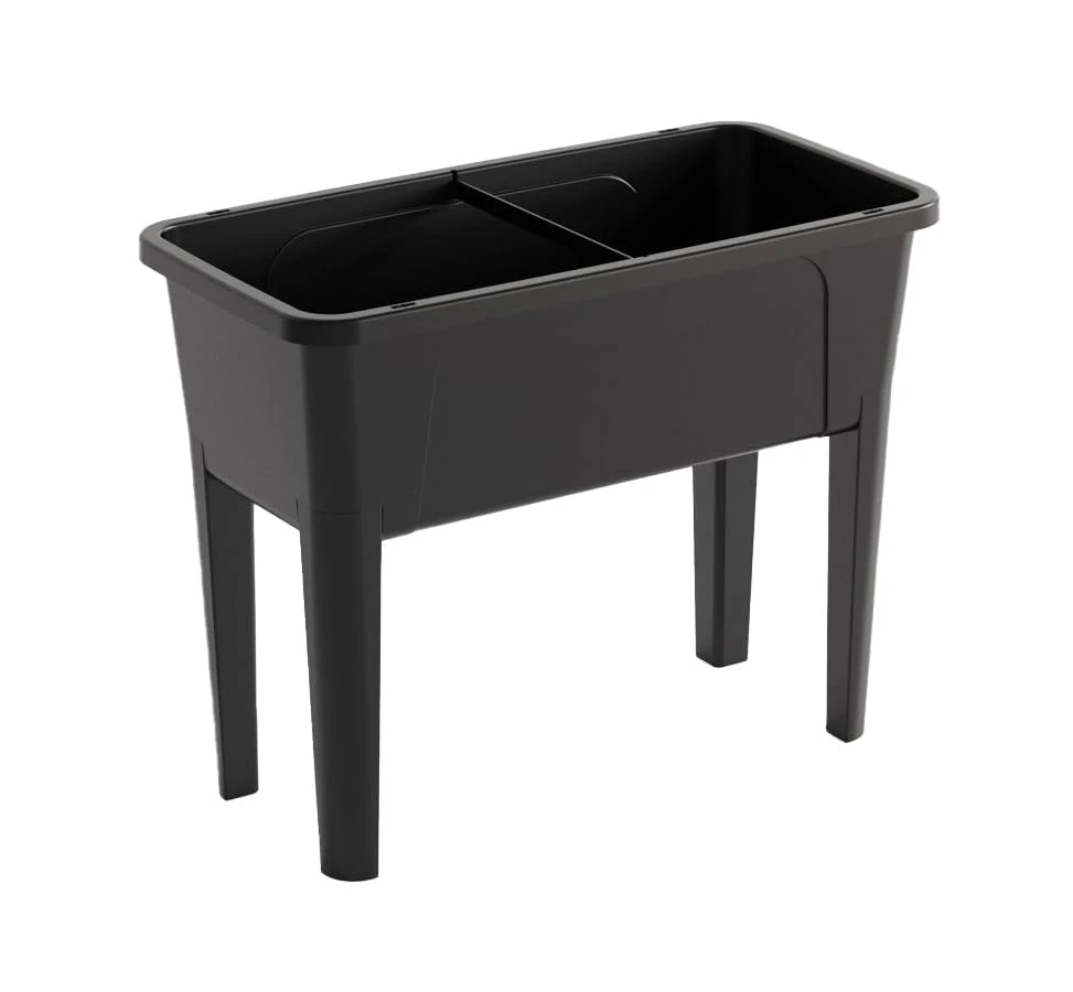 simpa XL Raised Bed Plastic 76cm Trough Planter Long Pot - 76.3cm (L) x 59.8cm (H) x 38.9cm (D) (Black)