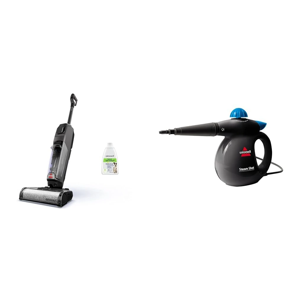 Bundle of BISSELL CrossWave OmniForce Wet and Dry Vacuum Cleaner + BISSELL SteamShot Handheld Steam Cleaner (3912E & 2635E)