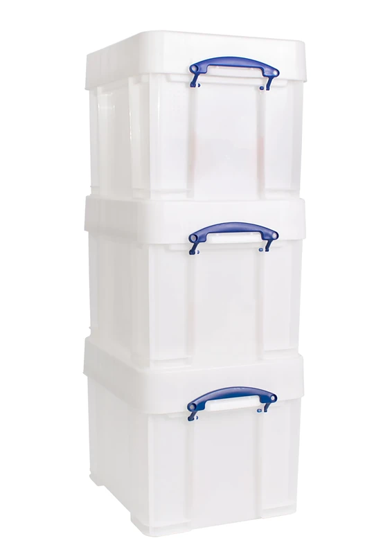 Really Useful Plastic Storage Box 35XL Extra Strong White Pack of 3