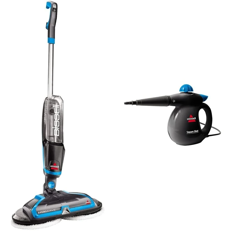 Bundle of BISSELL SpinWave Electric Mop + BISSELL SteamShot Handheld Steam Cleaner (2052E & 2635E)