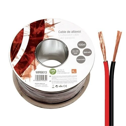 Velocraze Speaker cable - cable 2x1.5 mm, length 100 m, braided red and black, ideal for speaker connection, high conductivity.