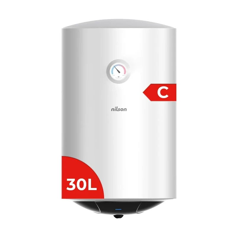 Nilson NT3000 Electric Water Heater, Vertical, 30 litres, Vertical Installation, 1500 W, Including Mounting Kit, Stainless Steel Resistor, White, Energy Efficiency Class C