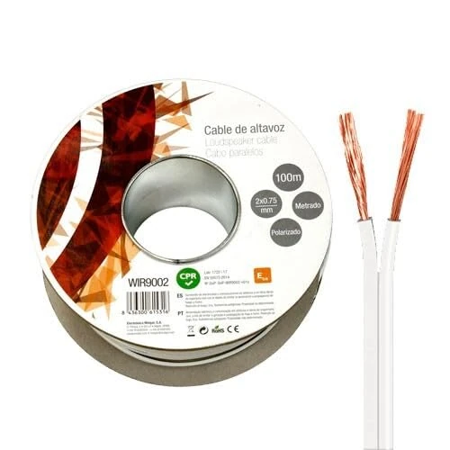 Velocraze Speaker cable - 2 x 0.75 mm cable, 100 m length, white, ideal for audio connections, flexible and durable. - Image 1