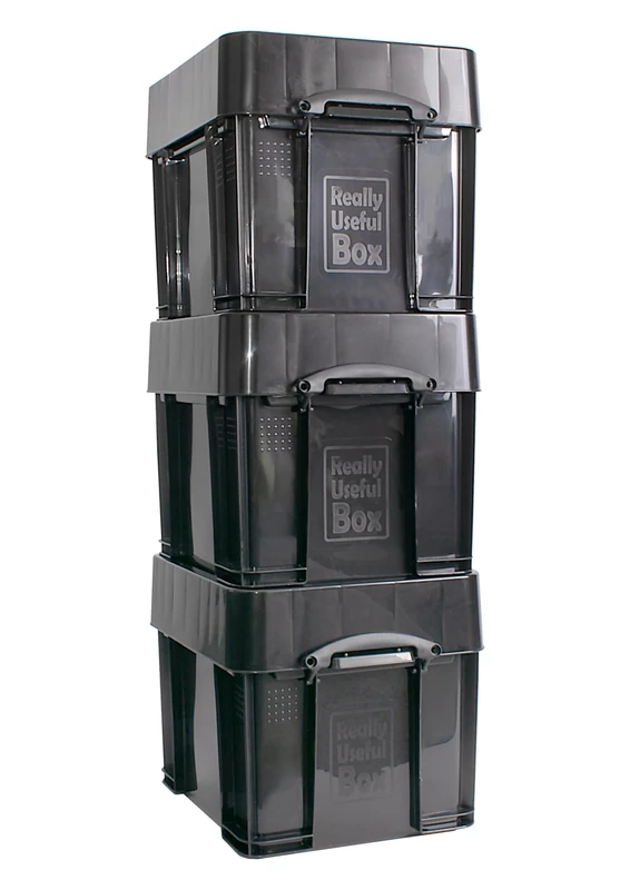 Really Useful Plastic Storage Box 35XXL Solid Black Pack of 3