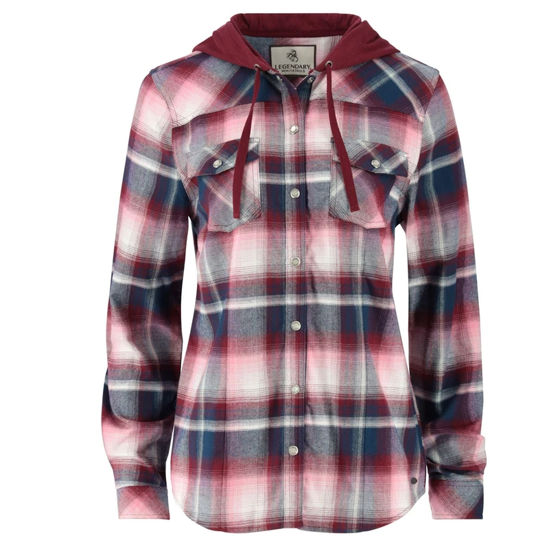 Legendary Whitetails Women's Lumber Jane Hooded Flannel Shirt, Manhattan Plaid, M