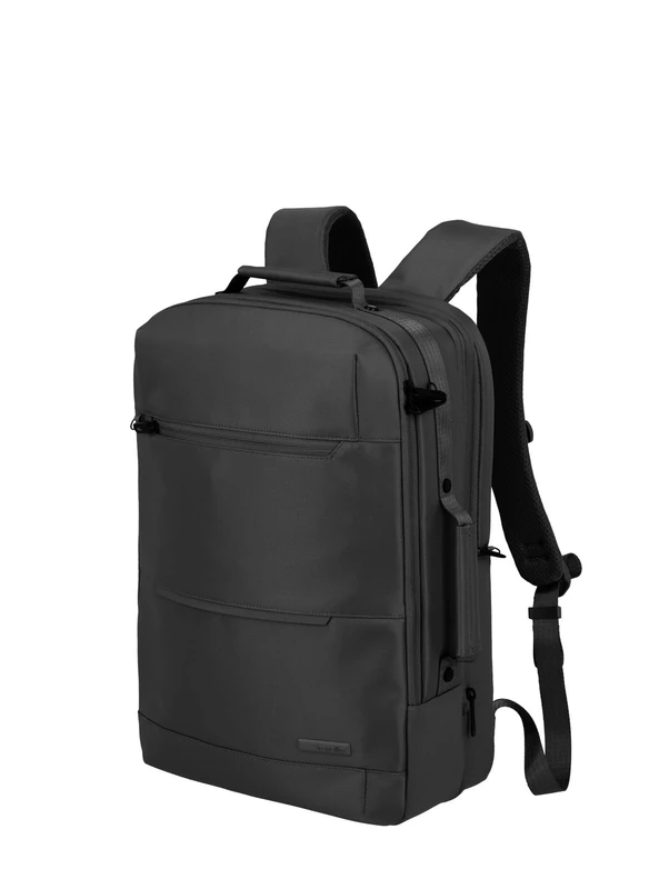Travelite WorKFLOW Hand Luggage Backpack, Laptop Backpack, 15.6 Inches, Travel Backpack Made of Recycled Material with Safety Compartment, black, Rucksack 46 cm, Business
