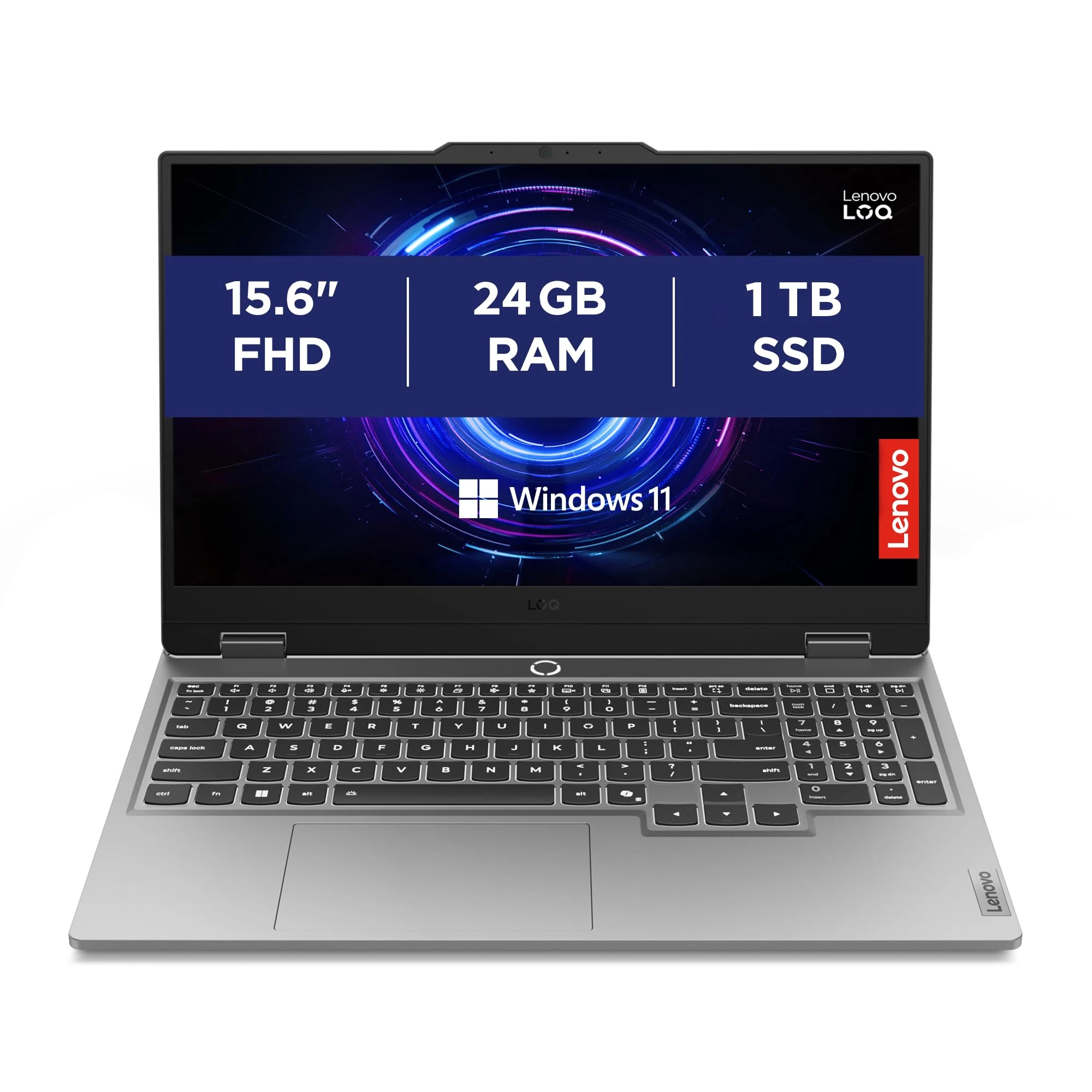 Lenovo LOQ 15IRX10 Gaming Laptop - NVIDIA GeForce RTX 5050 8GB GDDR7, Intel Core i5-13450HX, RAM 24GB, 1TB SSD, Display 15.6" FHD (1920x1080) 144Hz, Windows 11 Home, White Backlit Keyboard - Luna Grey