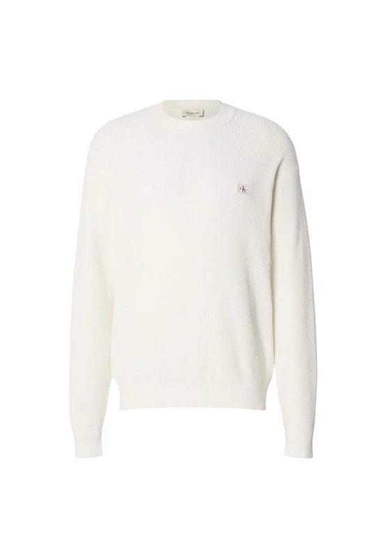 Calvin Klein Men's Ls Ez Cotton Waffle Crwnk SWTR 9 Lv04Rd313G Sweaters, White (Tofu), S