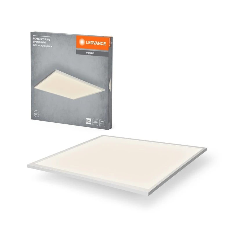 LEDVANCE Planon Plus Ceiling Light in White with Advanced LED Technology, 36 W, Square Shape (600 x 600 mm), Neutral White Light Colour at 4000 K, Aluminium housing, Frosted PMMA Diffuser
