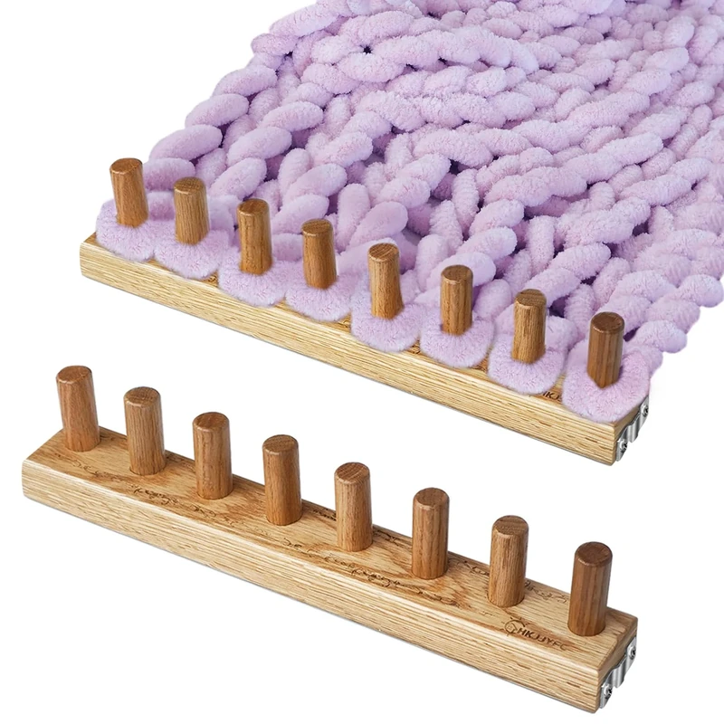 YBHJKL 31.5'' Chunky Yarn Loom -Wooden Blanket Making Kit for Adults -Hand Knitting Yarn Chunky for Blankets- Loom for Blanket Adjustable Size