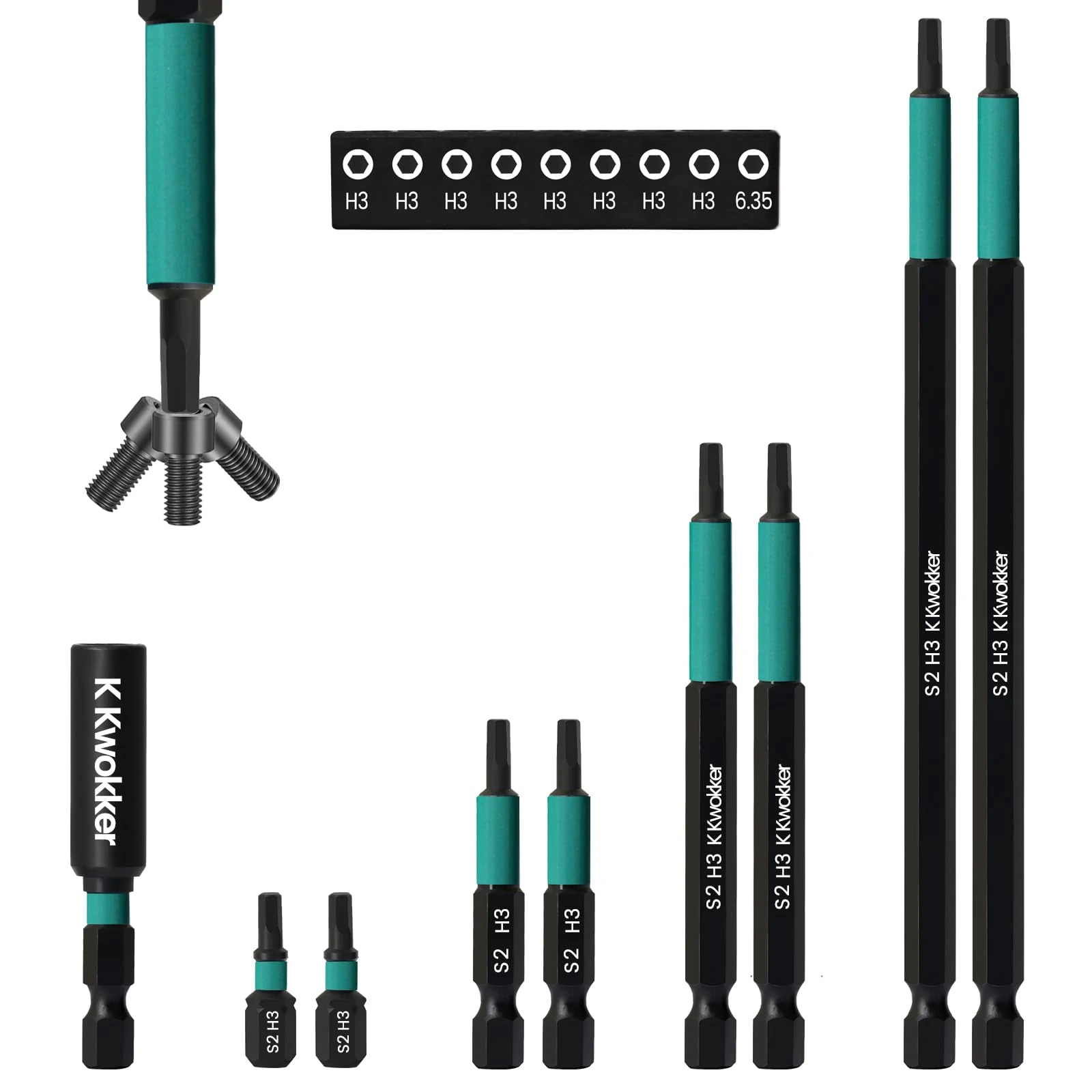 3mm Allen Key Bit, 9pcs Allan Key Drill Bit Set Impact Screwdriver Driver Bits 25mm+50mm+90mm+150mm Long, Hex 3mm Impact Power Tool Bit Set 1/4" Hex Shank S2 Steel