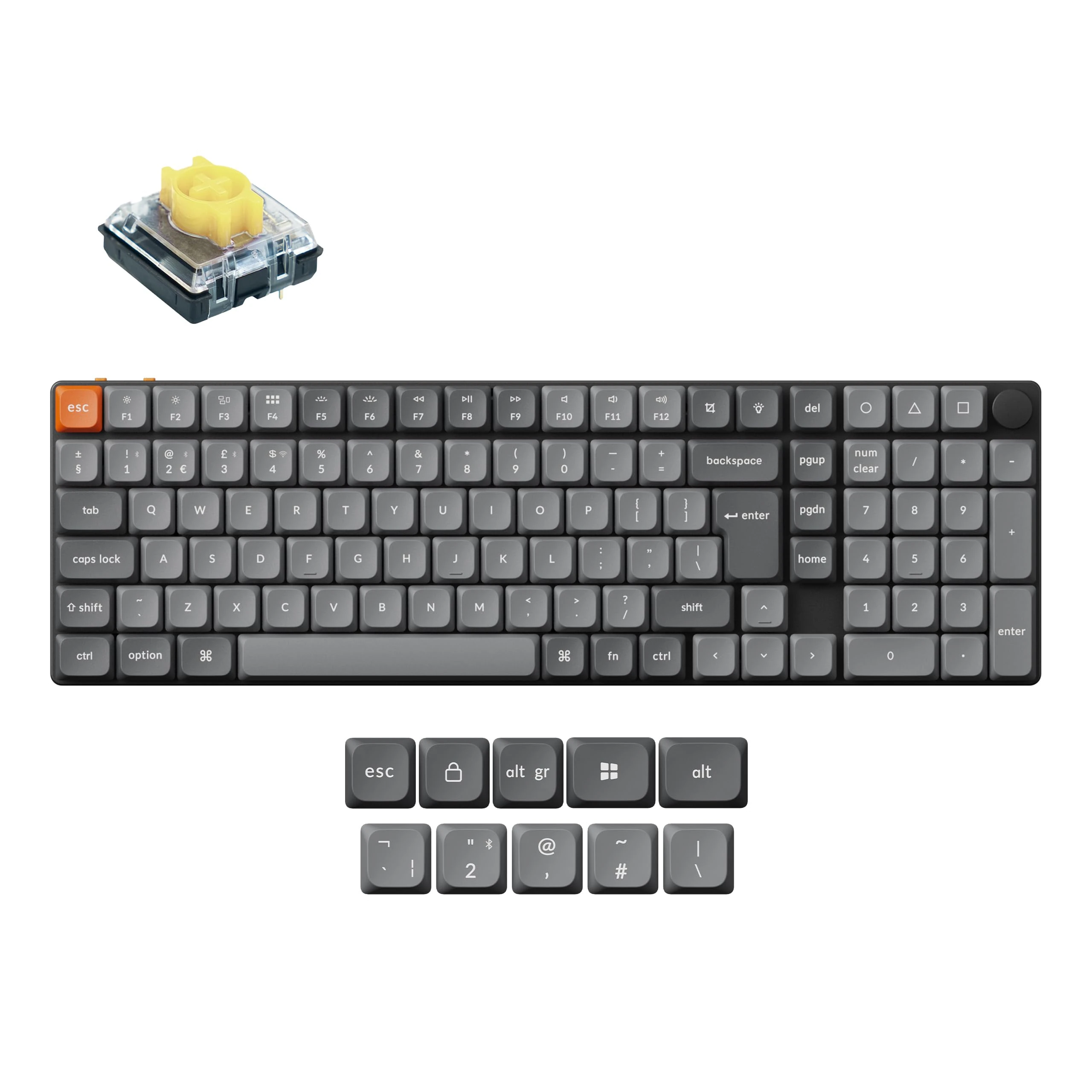 Keychron K17 Max Custom Mechanical Keyboard, Programmable Knob Ultra-Slim 96% Layout, Bluetooth/2.4 GHz/Wired with White Backlight Low-Profile Gateron Banana Switch for Mac Windows Linux - UK Layout