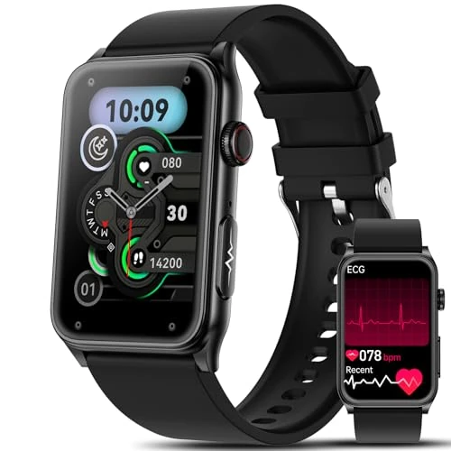 Marsyu 2025 Activity Tracker for Men and Women,1.57" Smartwatch with ECG/HRV/SpO2/Blood Pressure/Heart Rate Monitor and Bluetooth Calling,Sports Fitness Smart Band for Android iOS (Retro, Black)