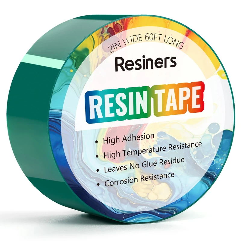 Resiners Resin Tape for Epoxy Resin Molding - 50mm W x 18.3m L - Thermal Adhesive Tape, High Temperature Resistance, Easy Peel-Off, Release Resin Tape for River Tables, Remove Residue, Green