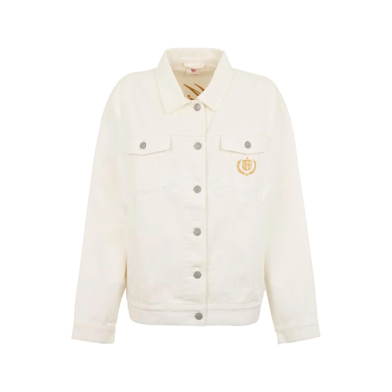 A.C. Milan Denim Jacket with Embroidery, Retro Logo, Official Product, Women, Adult