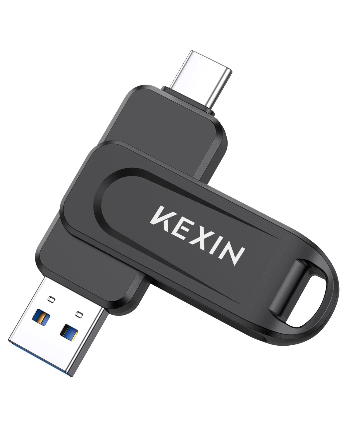 KEXIN USB Stick 128GB USB C Memory Stick 100MB/s Swivel Dual USB 3.0 Flash Drive USB-A & Type-C Pen Drive for Smartphone Tablet iPhone 15/16 Car Game Console, Black