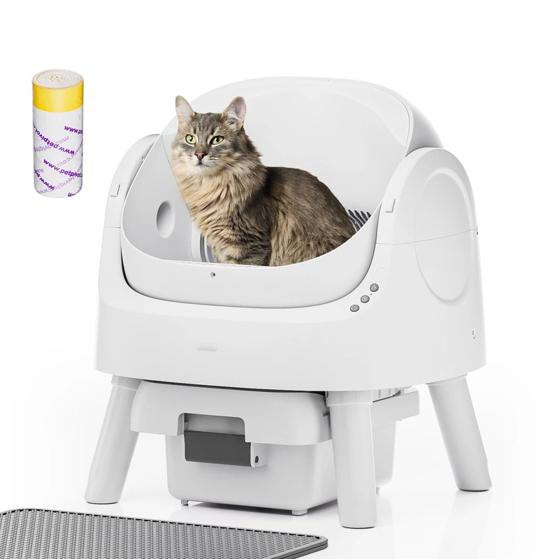 PetPivot Self-Cleaning Cat Litter Box, Open-Top Design for Multi-Cat Households, Safety Sensors