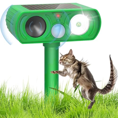 Ultrasonic Cat Repellent for Gardens UK,Cat Scarers for Gardens, fox deterrents for gardens uk, Solar Powered & IPX5 Waterproof, with PIR Motion Sensor, Effective Against Cats (Sage Green)