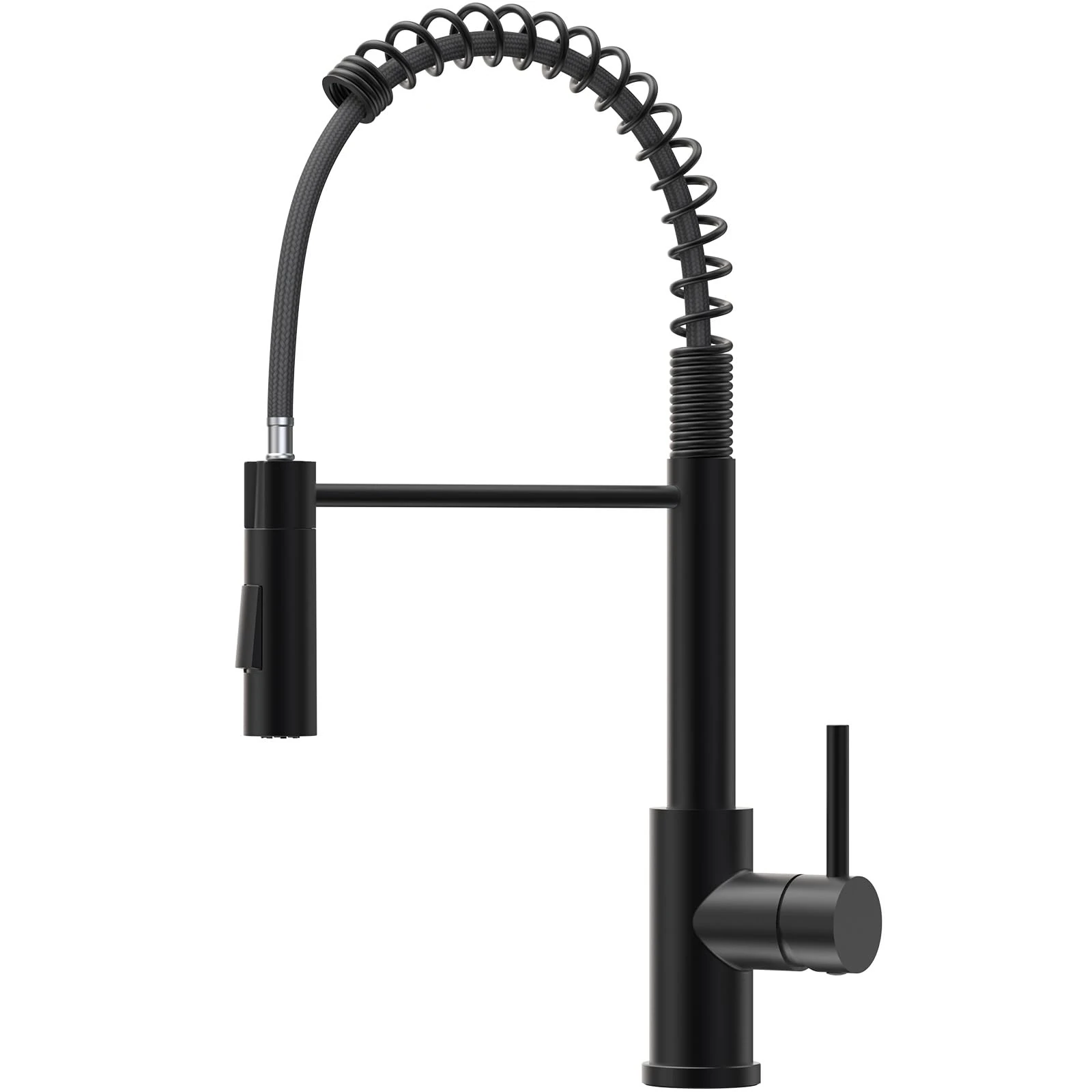 DERW Black Kitchen Tap with Pull-Out Sprayer, Kitchen Sink Tap with 2 Modes Spray, 360° Swivel Spout, Spring Design for Flexible Reach, Anti-Limescale Nozzle, Fit for UK Standard