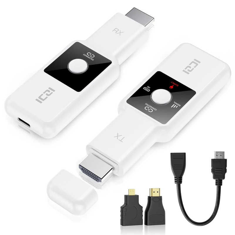 Wireless HDMI Transmitter and Receiver 1080P, 164FT/50M Long Range Plug & Play HDMI Extender with LED Display, No WiFi Needed, Stable Video & Audio Streaming for PC to TV/Projector/Monitor (Black)