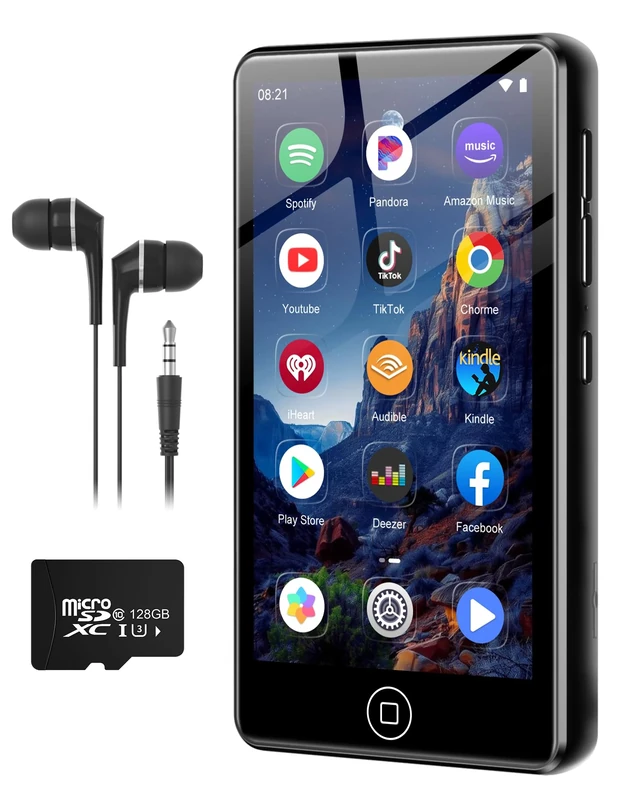 144GB MP3 Player with Bluetooth and WiFi,MP3 & MP4 Players with 4.02-inch Touchscreen and Speaker,Spotify Music Players with Pandora,Audible,Amazon Music,Spotify,Play Store,up to 1TB (Black)