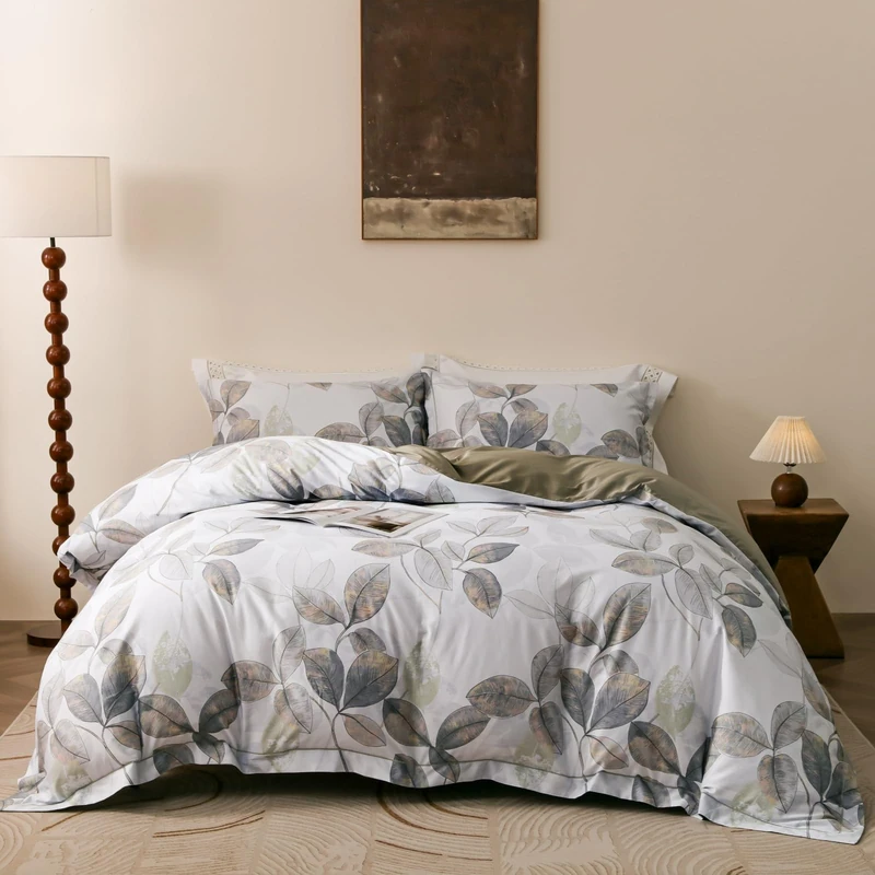 OAITE Duvet Cover Set Twin Size Floral Pattern 500 Thread Count Ultra Soft 100% Cotton Duvet Cover Sets 3-PC, Breathable Duvet Cover with Zipper Closure & Corner Ties