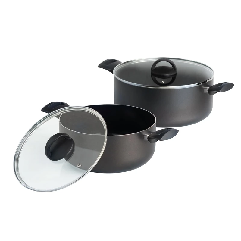 QDESIGN Black+ Set of 2 PFOA-Free PFOA-Free PFOA-Free Saucepans in Aluminium, Non-Stick, Suitable for All Heat Sources Including Induction - Suitable for Oven, Dishwasher and Fridge - Black, Diameter