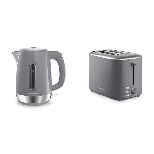 Morphy Richards Equip Kettle and Toaster Set, 1.7L Fast Boil Equip Jug Kettle, 2 Slice Variable Browning Equip Toaster, Matching Set, 3KW/800W, 102787/222068