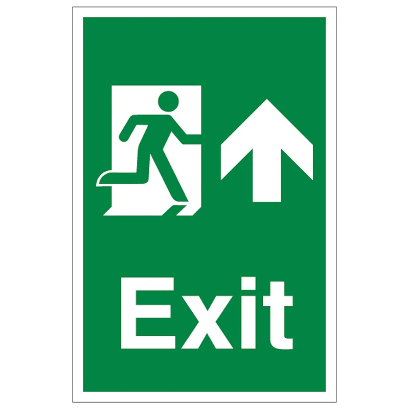 V Safety Exit Arrow Up - Portrait 400 x 600 mm - Glow In The Dark 1mm Rigid Plastic Safety Sign