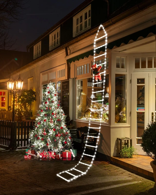 iShabao 9.8ft Ladder Lights with Santa - 338 LED, 8 Modes, Timer